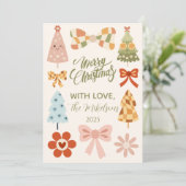 Groovy Retro Bow Christmas Feestdagenkaart (Staand voorkant)