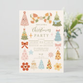 Groovy Retro Bow Christmas Kaart (Staand voorkant)