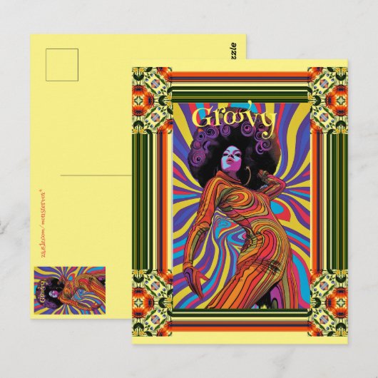 Groovy Retro Briefkaart (Voorkant / Achterkant)