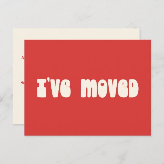 Groovy Retro Bright Red Ik heb nieuw adres verplaa Briefkaart (Voorkant / Achterkant)
