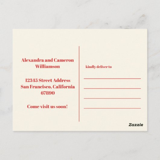 Groovy Retro Bright Red Ik heb nieuw adres verplaa Briefkaart (Achterkant)