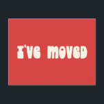 Groovy Retro Bright Red Ik heb nieuw adres verplaa Briefkaart<br><div class="desc">Modern Ik heb Nieuwe Huis Bewegende Aankondiging Briefkaart in Helder Rood verplaatst</div>