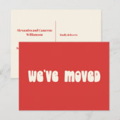 Groovy Retro Bright Red Mod Verplaatst Nieuw Adres Briefkaart (Voorkant / Achterkant)