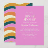 Groovy Retro Bright roze Wavy Lines Vrijgezellenfe Kaart (Voorkant / Achterkant)