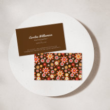 Groovy Retro Brown Oranje botanische druppels rend