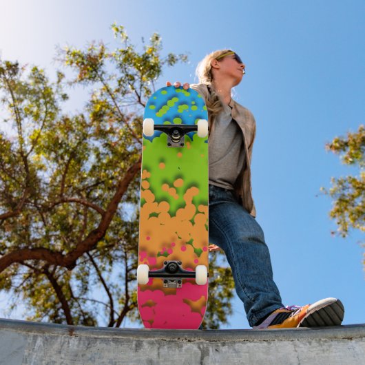 Groovy Retro Bubbelige Trippy Funky Panromantische Persoonlijk Skateboard (Buiten 1)