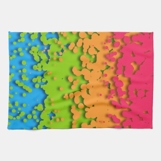 Groovy Retro Bubbelige Trippy Funky Panromantische Theedoek (Horizontaal)