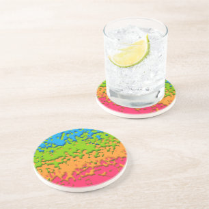 Groovy Retro Bubbelige Trippy Funky Panromantische Zandsteen Onderzetter