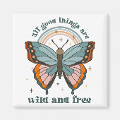 Groovy Retro Butterfly Rainbow Magneet (Voorkant)