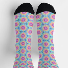 Groovy Retro caleidoscooppatroon Pastel Kleur Sokken