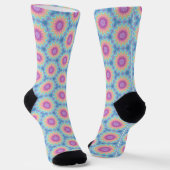 Groovy Retro caleidoscooppatroon Pastel Kleur Sokken (Gebogen)