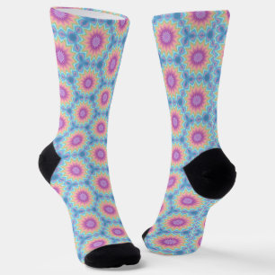 Groovy Retro caleidoscooppatroon Pastel Kleur Sokken