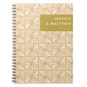 Groovy Retro Chartreuse Botanische Aangepaste Brui Notitieboek