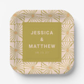 Groovy Retro Chartreuse Botanische Aangepaste Brui Papieren Bordje (Voorkant)