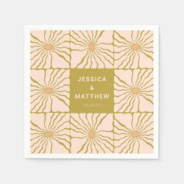 Groovy Retro Chartreuse Botanische Aangepaste Brui Servet