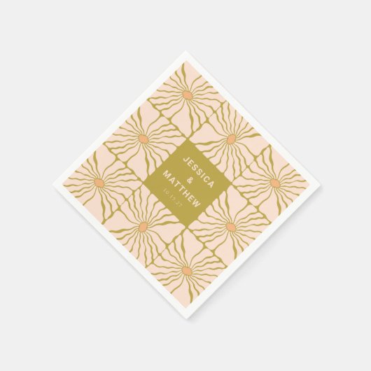 Groovy Retro Chartreuse Botanische Aangepaste Brui Servet (Hoek)