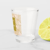 Groovy Retro Chartreuse Botanische Aangepaste Brui Shot Glas (Rechts)