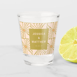 Groovy Retro Chartreuse Botanische Aangepaste Brui Shot Glas