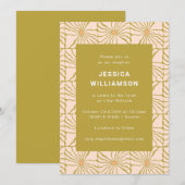 Groovy Retro Chartreuse Botanische Bat Mitzvah Kaart (Voorkant / Achterkant)