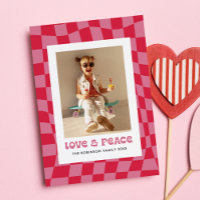 Groovy Retro Checkerboard Valentine's Day Photo