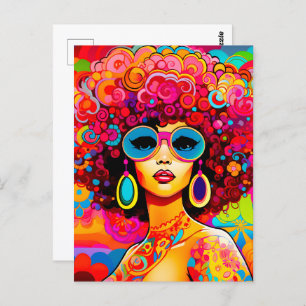 Groovy Retro Chic Floral Pop Art Briefkaart