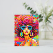 Groovy Retro Chic Floral Pop Art Briefkaart (Staand voorkant)