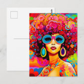 Groovy Retro Chic Floral Pop Art Briefkaart (Voorkant / Achterkant)