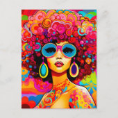 Groovy Retro Chic Floral Pop Art Briefkaart (Voorkant)