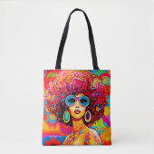 Groovy Retro Chic Floral Pop Art Tote Bag (Voorkant)