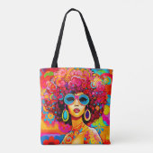 Groovy Retro Chic Floral Pop Art Tote Bag (Achterkant)