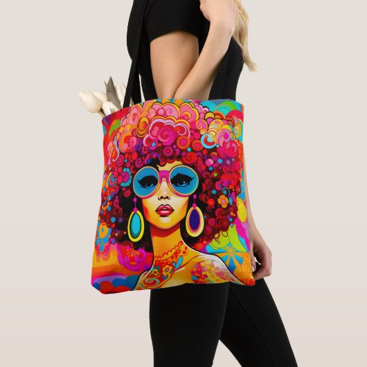 Groovy Retro Chic Floral Pop Art Tote Bag (Dichtbij)