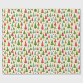 Groovy Retro Christmas Trees Cadeaupapier (Vlak)