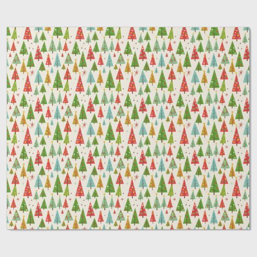 Groovy Retro Christmas Trees Cadeaupapier (Vlak)