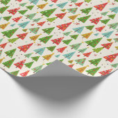 Groovy Retro Christmas Trees Cadeaupapier (Hoek)