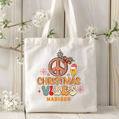 Groovy Retro Christmas Vibes Vredesbord Naam Tote Bag