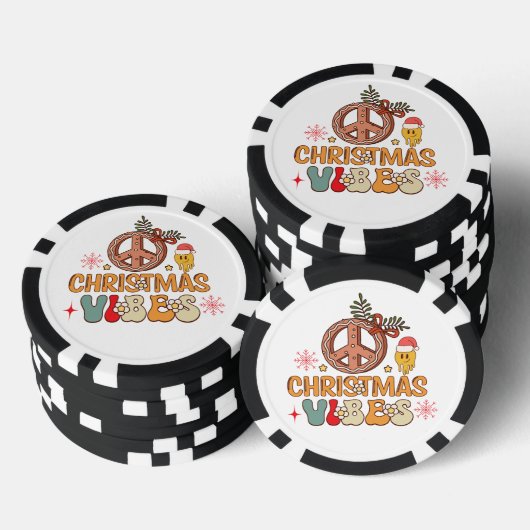 Groovy Retro Christmas Vibes Vredesbord Poker Chips (Opstapeling)