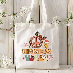 Groovy Retro Christmas Vibes Vredesbord Tote Bag