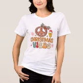 Groovy Retro Christmas Vibes Vredesbord Tri-Blend Shirt (Voorkant)