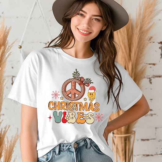 Groovy Retro Christmas Vibes Vredesbord Tri-Blend Shirt