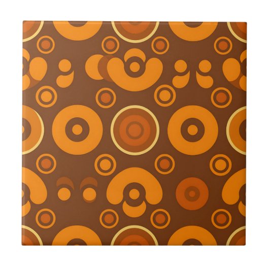 Groovy Retro Circles Abstract Pattern 1970s  Tegeltje (Voorkant)