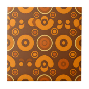 Groovy Retro Cirkel Abstract Patroon Jaren 70 Tegeltje