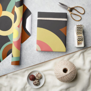 Groovy Retro cirkelenpatroon Abstract Mid Century Cadeaupapier