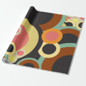 Groovy Retro cirkelenpatroon Abstract Mid Century Cadeaupapier (Uitgerold)