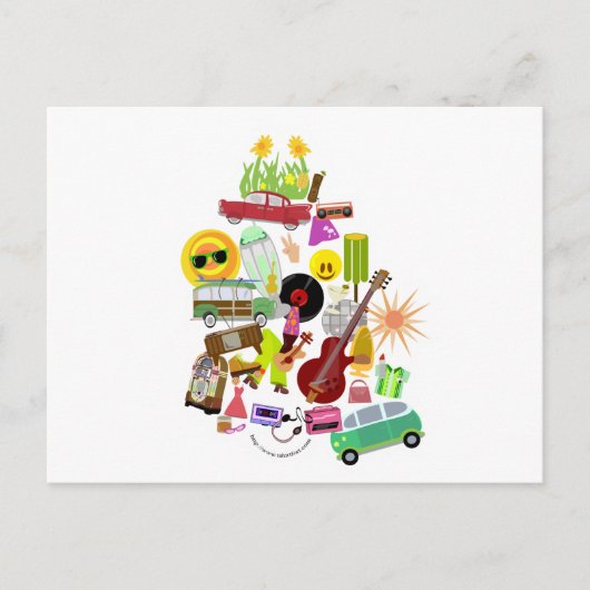 Groovy Retro Collage Briefkaart (Voorkant)