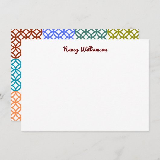 Groovy Retro Colorful Floral Custom Add Name Notitiekaartje (Voorkant / Achterkant)