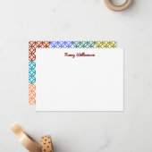 Groovy Retro Colorful Floral Custom Add Name Notitiekaartje (Voorkant / Achterkant in situ)