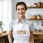 Groovy Retro Cooking is mijn vibe, chef foodie kok Lang Schort<br><div class="desc">Groovy 'koken is mijn vibe' chef's schort. Het is een fantastisch cadeau voor fijnproevers en iedereen die graag tijd doorbrengt in de keuken.</div>