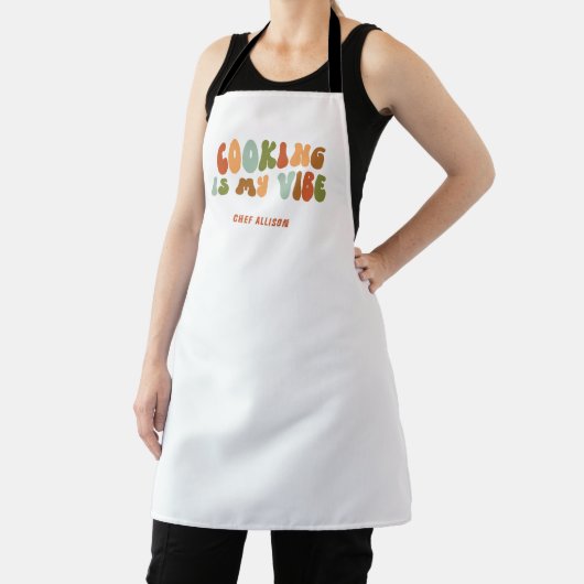Groovy Retro Cooking is mijn vibe, chef foodie kok Schort (Insitu)