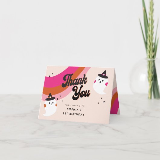 Groovy Retro Cute Ghost Hartelijk dank voor uw geb Bedankkaart (Voorkant)