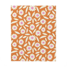Groovy Retro Daisies Floral Pattern op sinaasappel